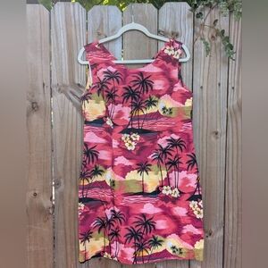 Aloha Republic Tropical Hawaiian Coastal Patterned Shift Dress